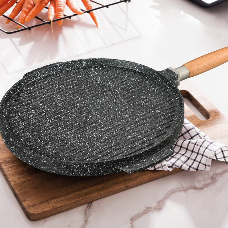 Factory direct supply for home aluminum non-stick round teppanyaki steak pizza stone frying pan baking dish