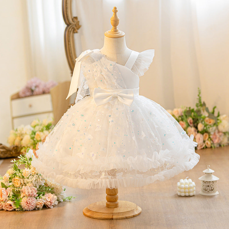 new arrival one-year-old baby girl girl dress bowssense of design shawl princess skirt hostess tutu skirt