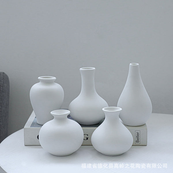 Wholesale simple ceramic vase five-piece set home handicrafts small flower device simple entrance TV cabinet desktop ornament