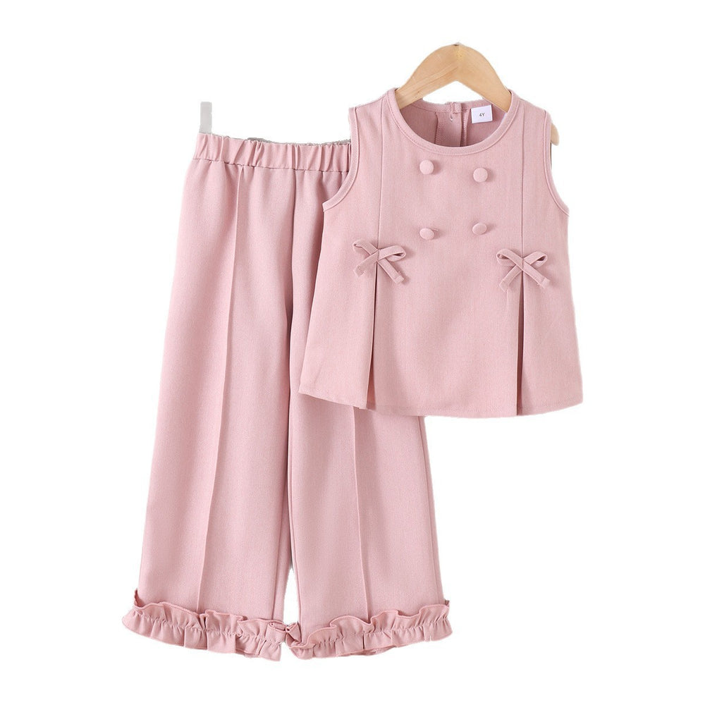 foreign trade autumn and winter new arrival children's purple vest + pants suit