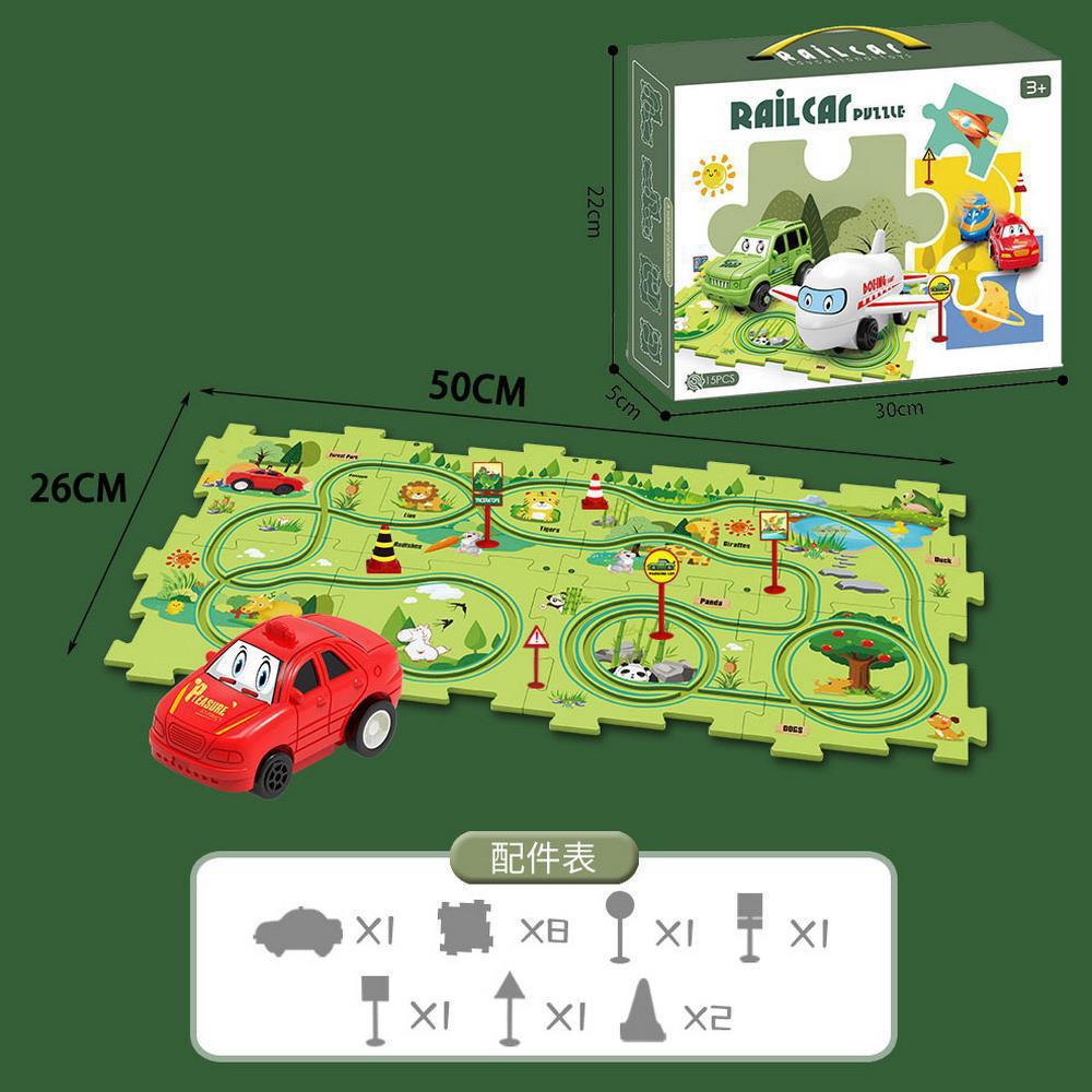 puzzle track car diy free assemble multi-scene map track electric car kids educational toy