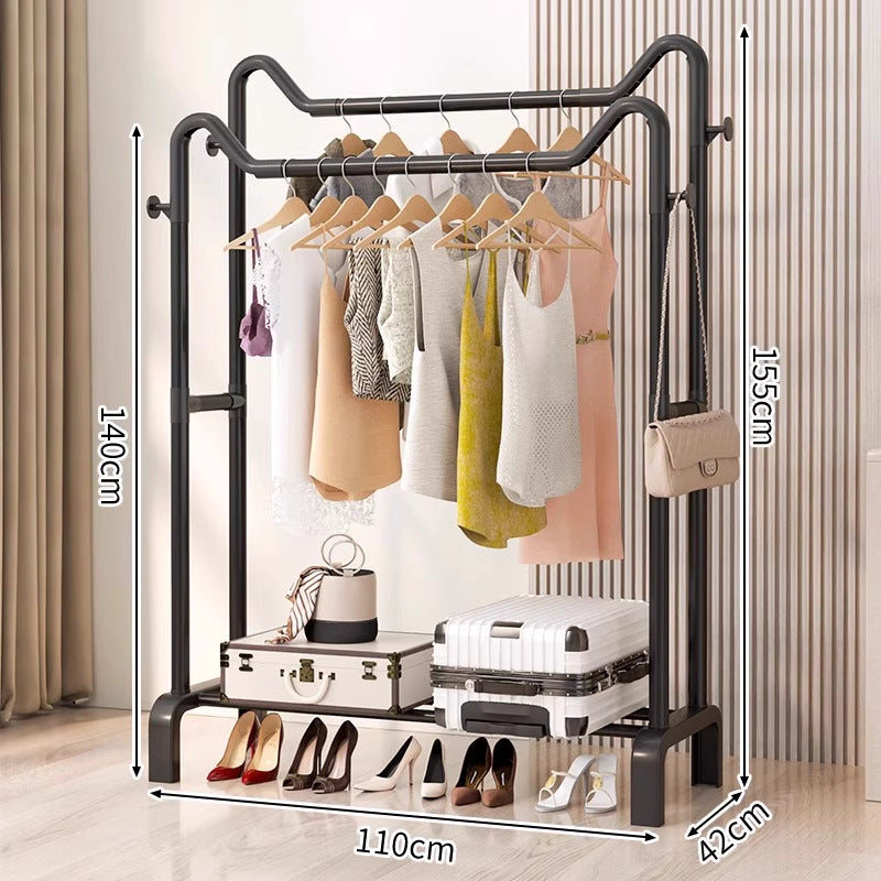 Freestanding coat rack - multi-functional clothes hanger for home, bedroom, balcony, dorm room - easy to assemble