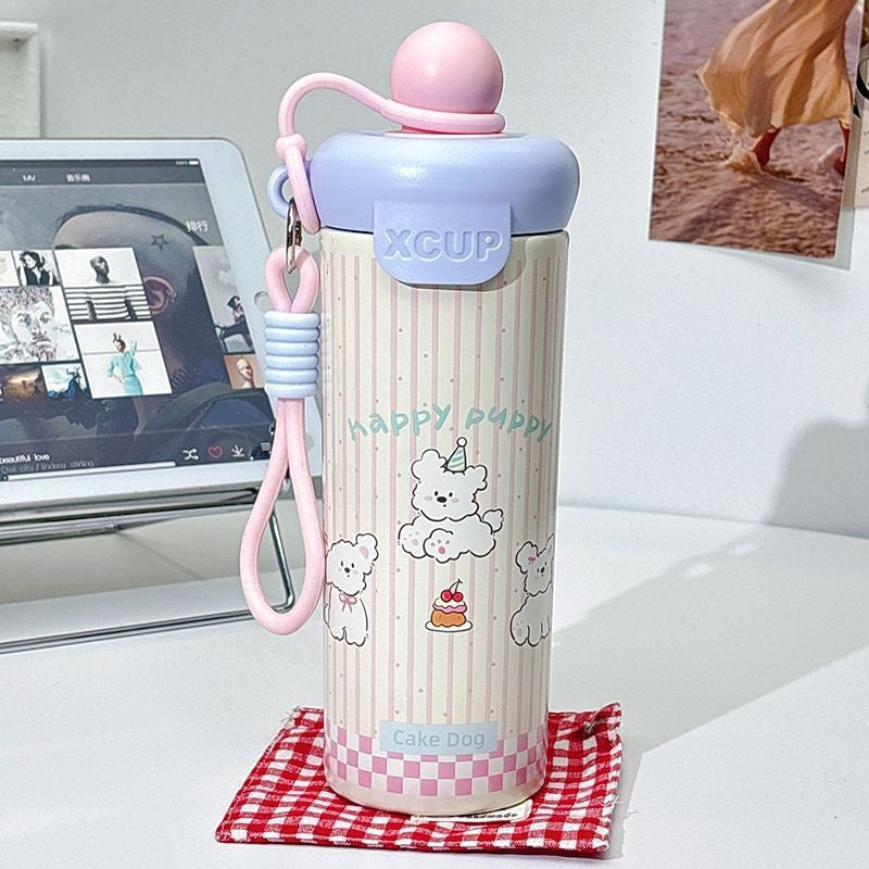 Ready-to-ship, high-demand, aesthetically pleasing floating ball water bottle. made with 316 stainless steel, this insulated tumbler is perfect for students. large capacity, cartoon-style, and irresistibly cute