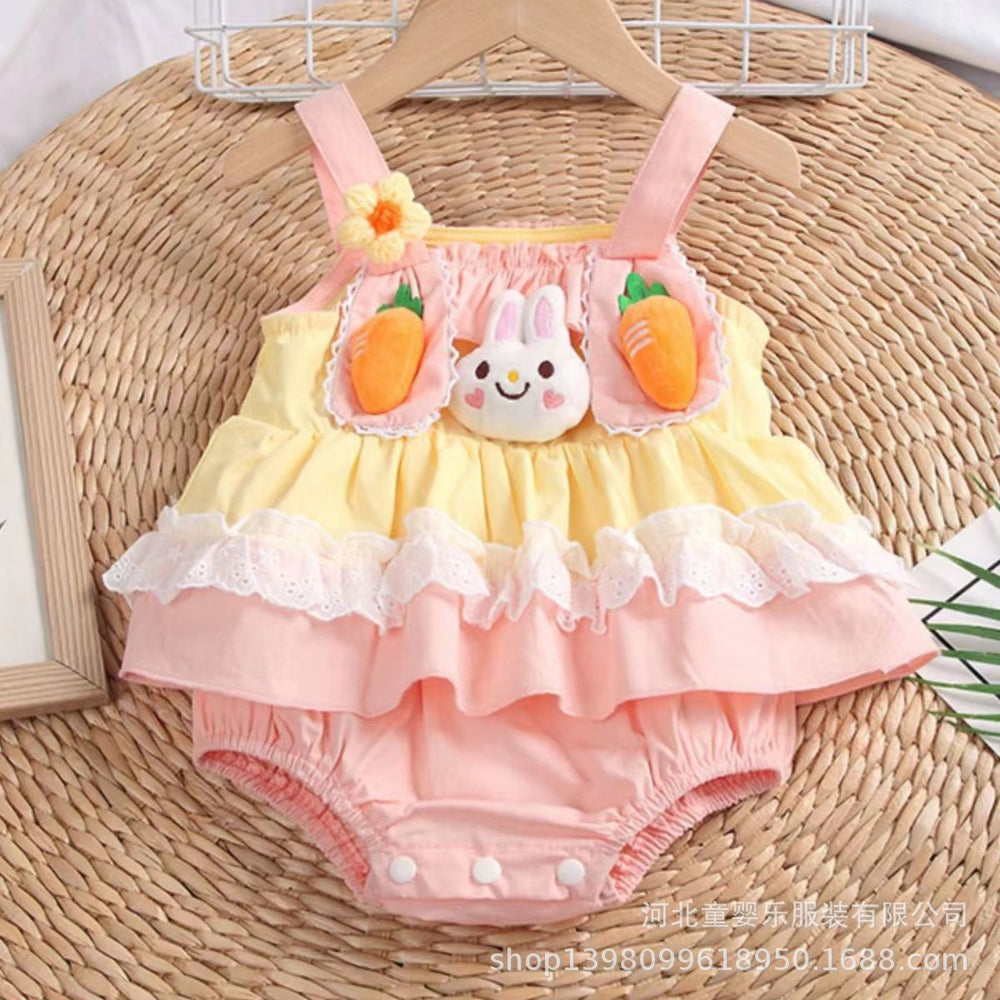 Baby sling clothes summer thin style 100-day baby bag butt clothes infants and toddlers sleeveless super cute cute cartoon khaki