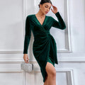 hot selling european and american sexy long dress v-neck bodycon asymmetrical dress cocktail party gown for women