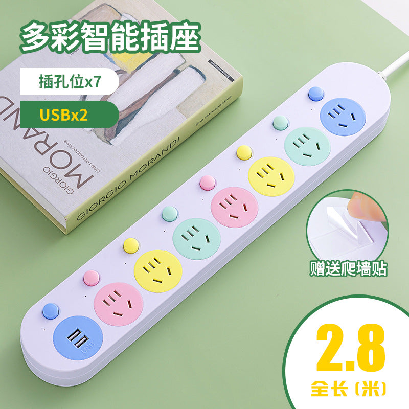 Multi-outlet power strip with usb charging ports - wall socket extension cord for home use
