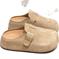 Retro birkenstock toe slippers women's hidden heel 2025 new autumn fashion thick sole nubuck leather birkenstock half slippers