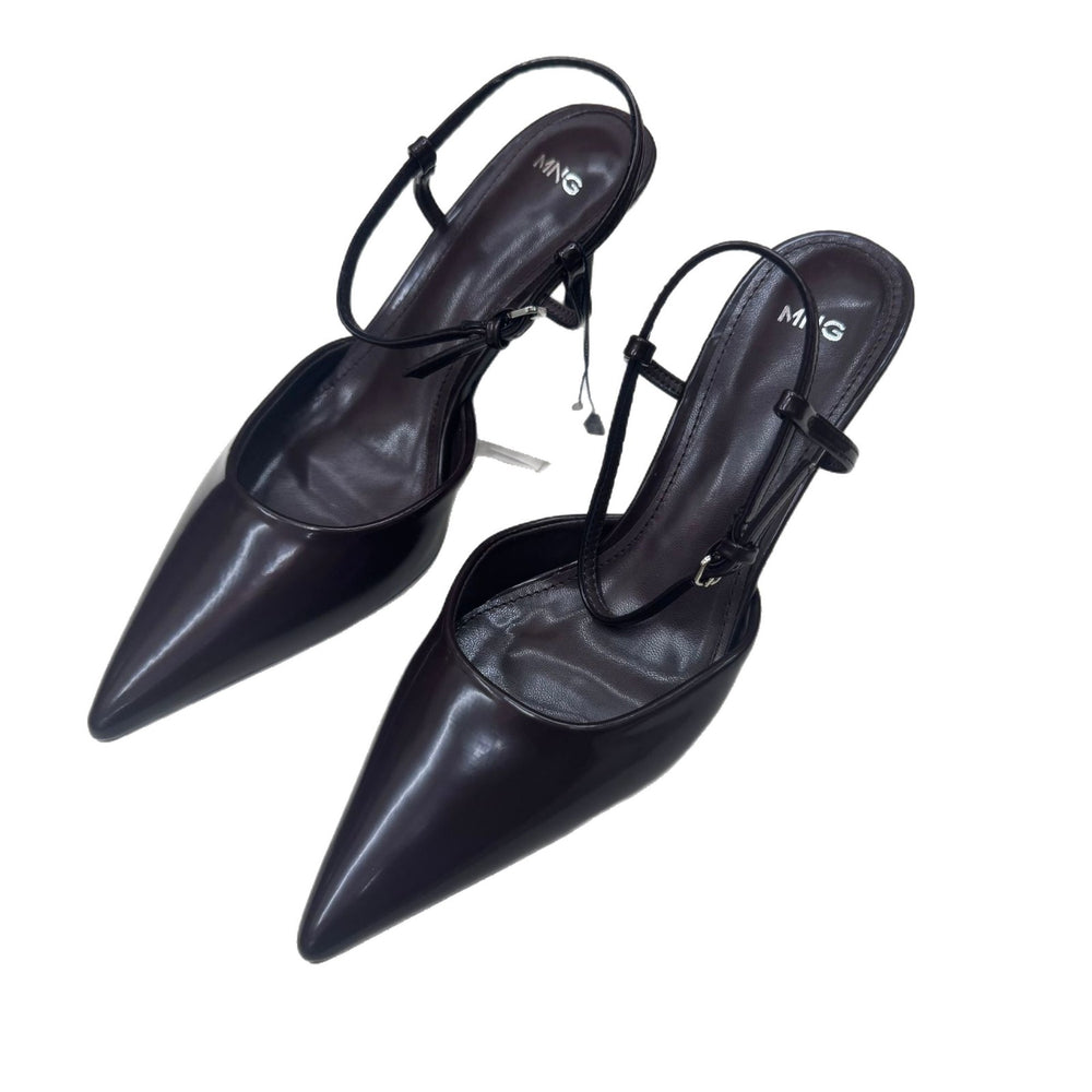 Mango 2026 summer new pointed-toe patent leather ankle-tie sexy closed-toe mid-heel fashion sandals for women