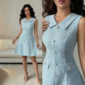 summer new arrival: round neck, single-breasted, slim-fit, versatile sleeveless dress