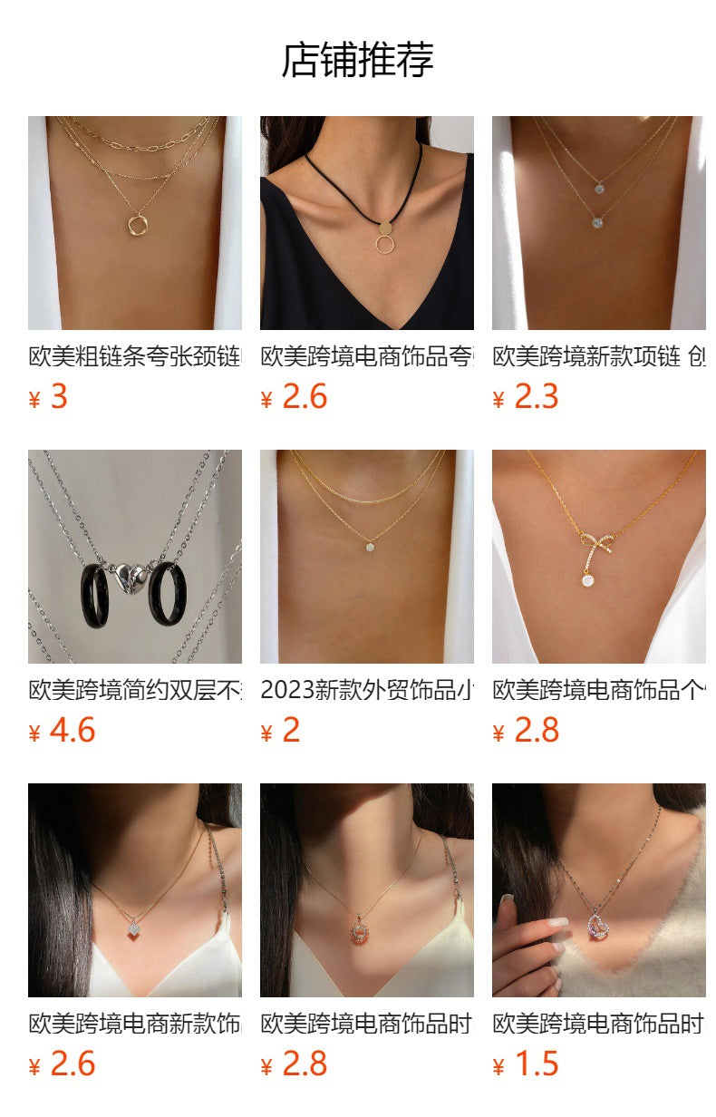 Wholesale women's necklace accessories - european & american style, autumn/winter sweater chains, unique silver-plated circle & chunky chain layering necklaces, choker necklaces