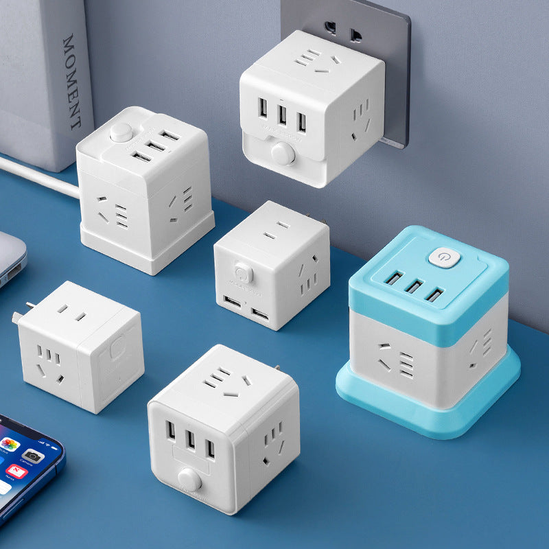 Magic cube socket converter multifunctional with usb mini compact travel portable extension strip for home power strip