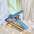My minecraft diamond sword and pickaxe toy weapon, minecraft game mini world mosaic glowing sword, crystal sword