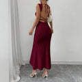 fashionbacklesstie backsilmdress women's  summer new arrivalelegance evening dress skirt