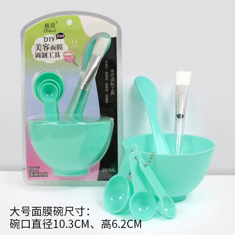 Zhiwei 6-piece suit beauty plastic mask bowl tool mask stick spoon makeup brush large and small size chinese and english version