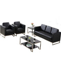 Single seater office sofa with coffee table set - genuine leather, ideal for car dealerships (4s stores), customer waiting areas, reception rooms - minimalist modern design