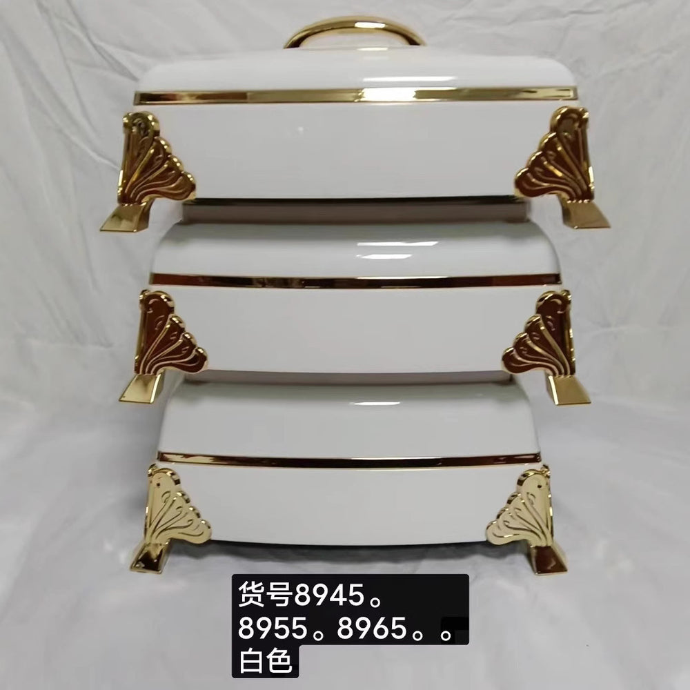 Export cross-border 3pcs square high-end insulated lunch box 4l-5l-6l food warmer container
