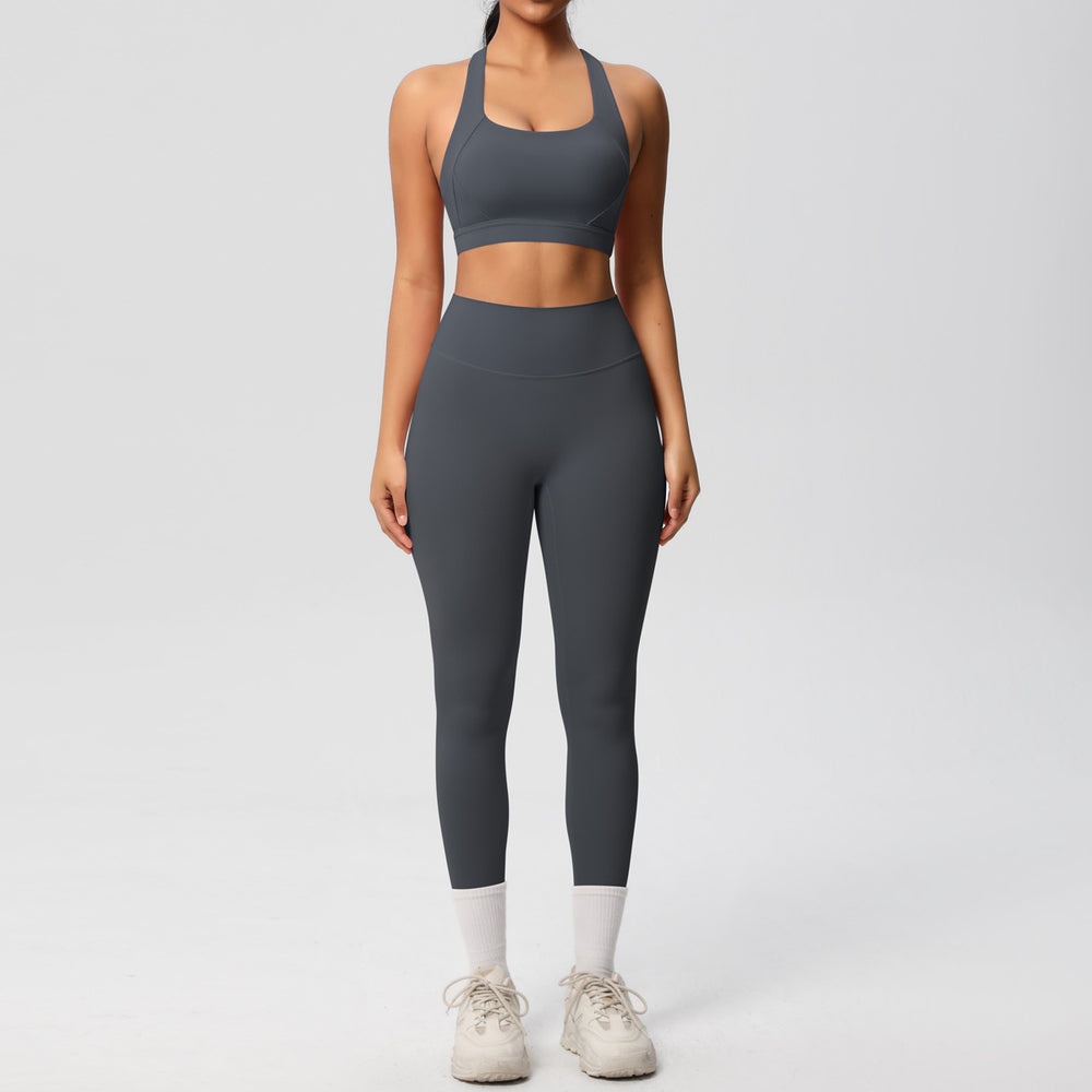 Cloud-feel brushed nylon quick-dry compression yoga set - high-intensity workout, outdoor running, training, and fitness apparel