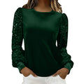 new arrival: independent e-commerce fashion women's gold velvet crew neck sequin patchwork long sleeve t-shirt top (us & european style)