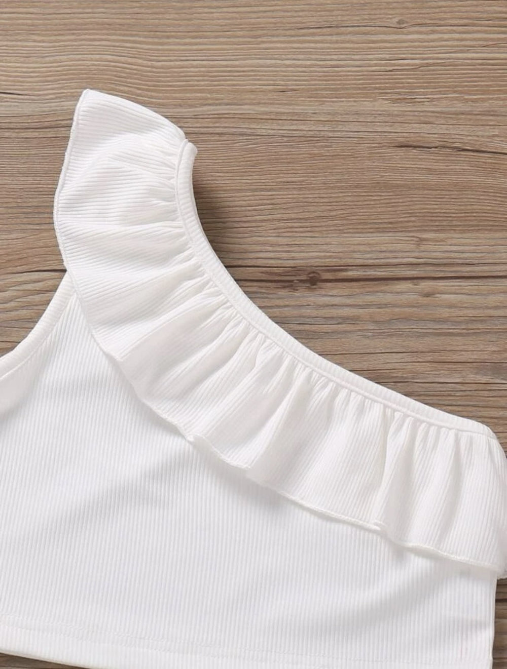 new arrival: european and american trendy baby girl's summer ruffle one-shoulder pleated lightweight one-piece tank top for infants and toddlers