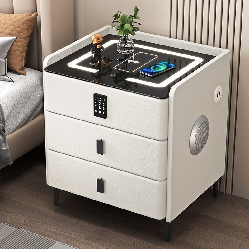 Smart nightstand modern bedroom home light luxury minimalist smart wireless charging multifunctional fingerprint lock practical cabinet