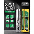 Heavy-duty rubber-coated [8-in-1] stainless steel utility knife 1 + 30 black blade blades