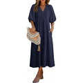 Amazon fashioncasualv neckpuff sleevedresssummernew arrivala line waist slimming look skirt