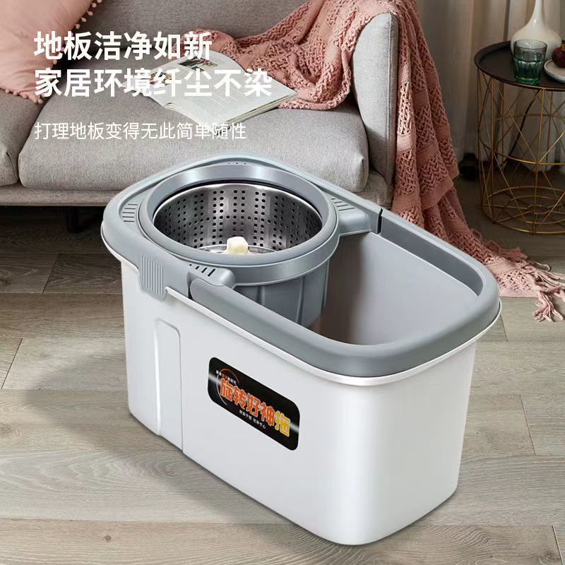 New thickened mopping bucket, rotating mop bucket, hand-free floor mop, household mop, lazy spin-drying artifact wholesale