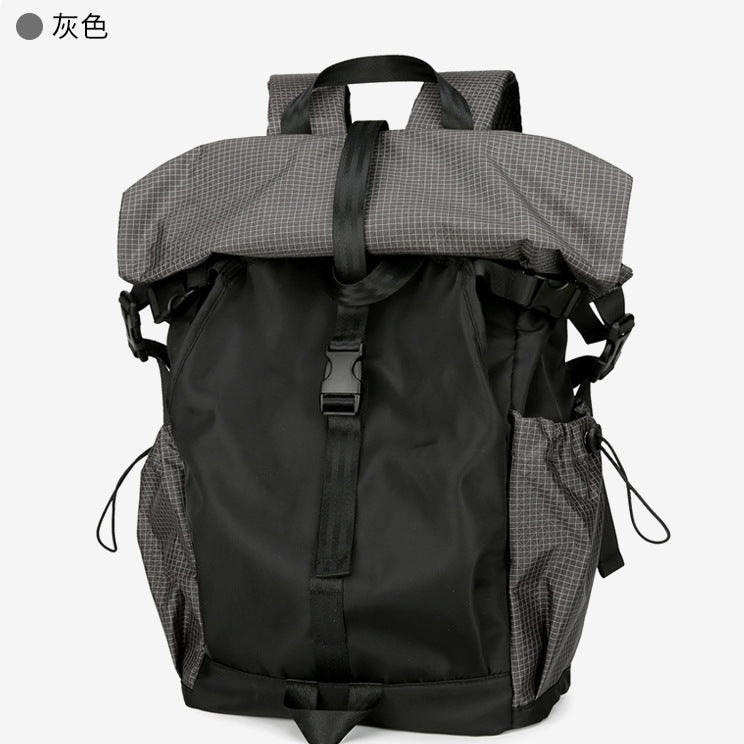New men's backpack backpack folding roll mouth trend fashion tooling function wind travel leisure backpack men