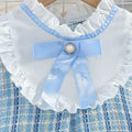 New spring/autumn girls' lace-trimmed shirt dress - two-piece look, gentle & elegant, chanel-inspired style with bow tie