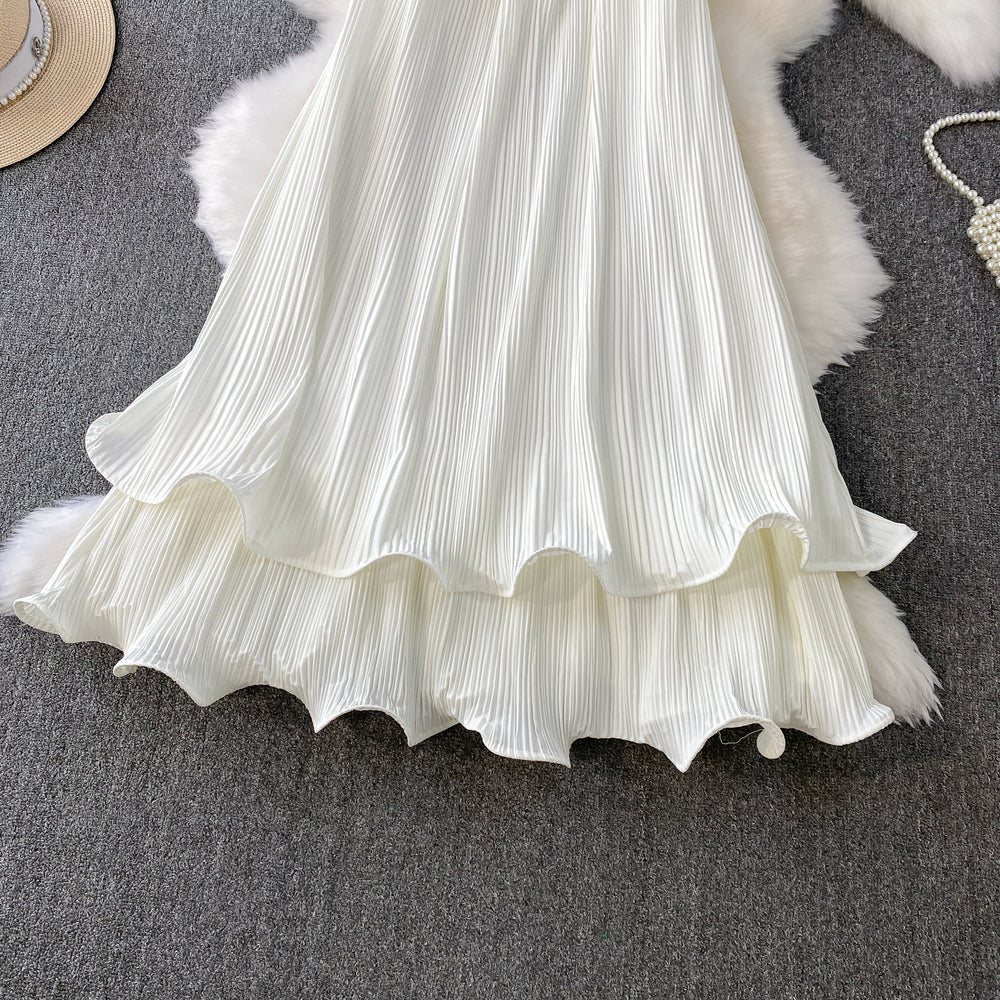 Beach vacation style sexy backless halter sundress - women's summer loose fit flattering tiered cake dress