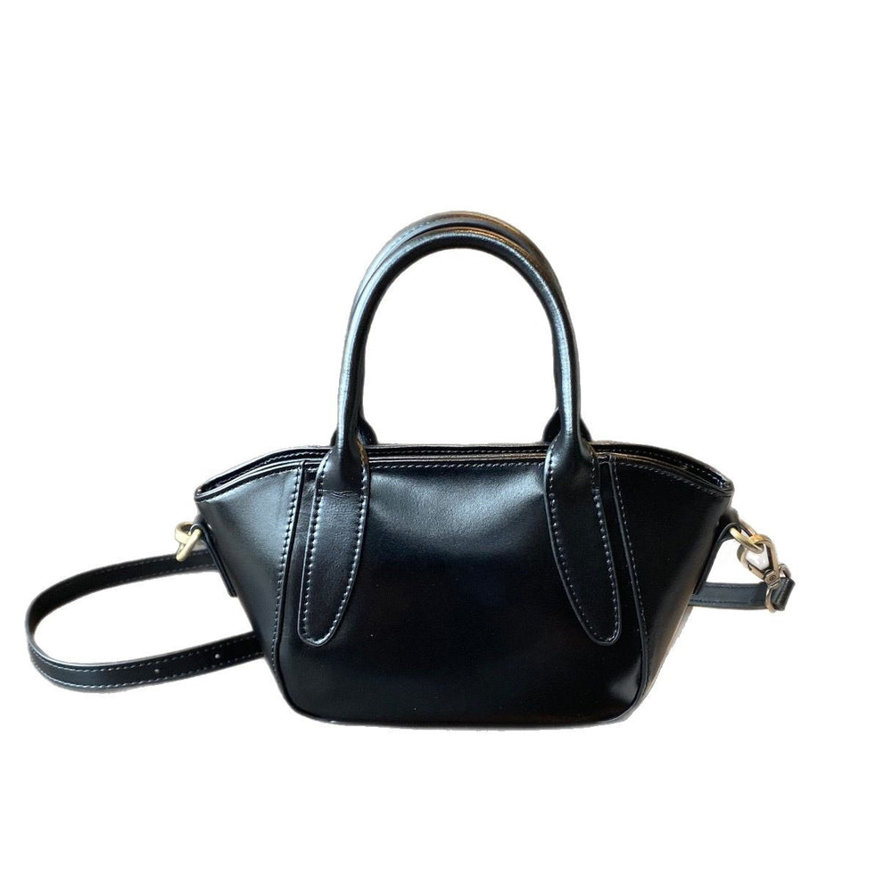 Classy first-layer oil-waxed cowhide shoulder cross-body dumpling bag wing bag texture satchelwork clothing bag genuine leather women's bag