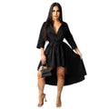 Bestselling cross-border e-commerce autumn/winter new arrivals: european and american style irregular hem longline shirt dress - direct from the factory