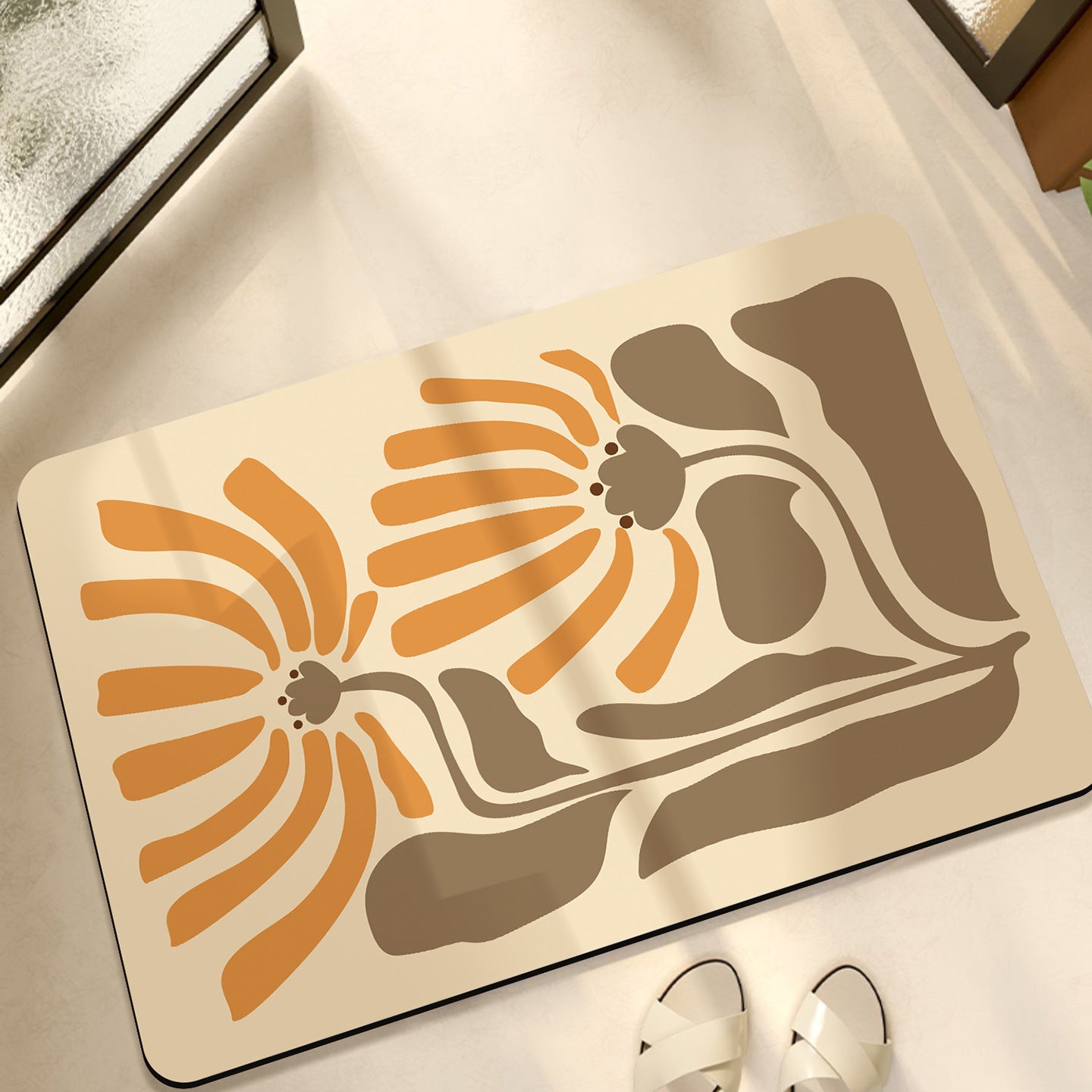 Small fresh daisy bathroom floor mat soft diatom mud non-slip absorbent cushion bathroom foot cushion toilet door