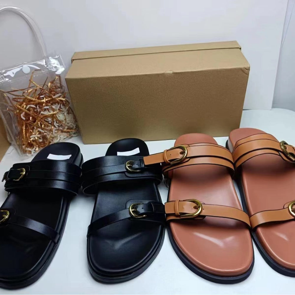 Za2024summer new one-piece back hollow women's shoes black buckle breathable round toe fashion flats sandals