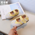 Vancahao girls' mary jane leather shoes, new autumn  korean style, kids' faux split-toe flats, baby shoes