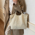 Large capacity practical tote bag women's spring/summer fashionable minimalist embroidered handbag versatile commuter shoulder bag