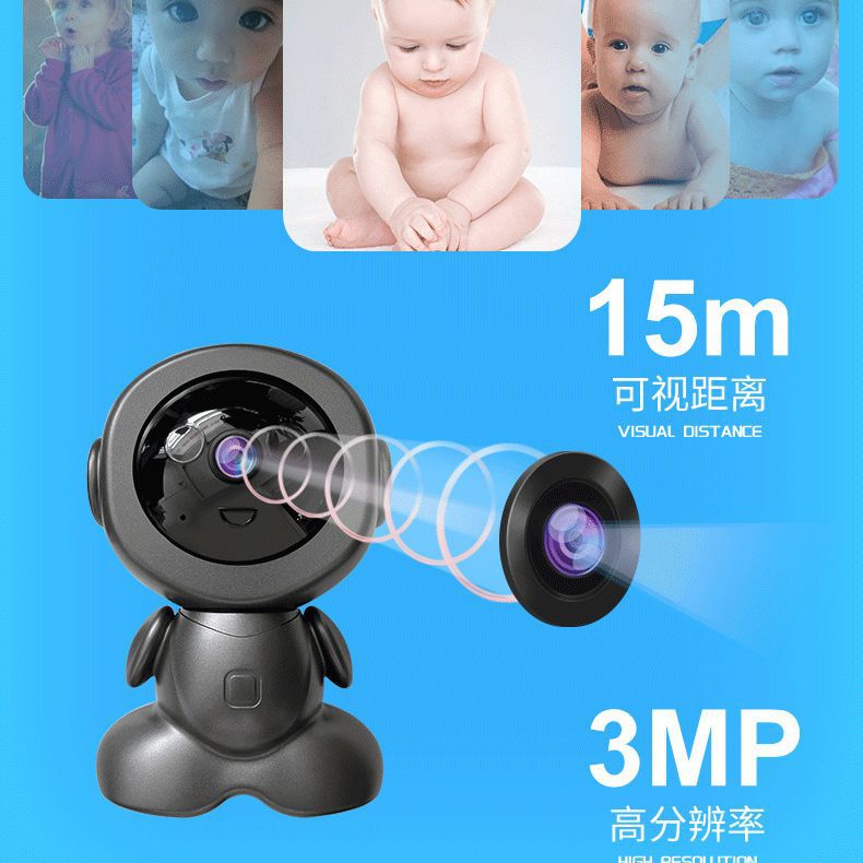 New wifi indoor hd 3mp motion-tracking smart camera for home security and baby monitoring - no stand required