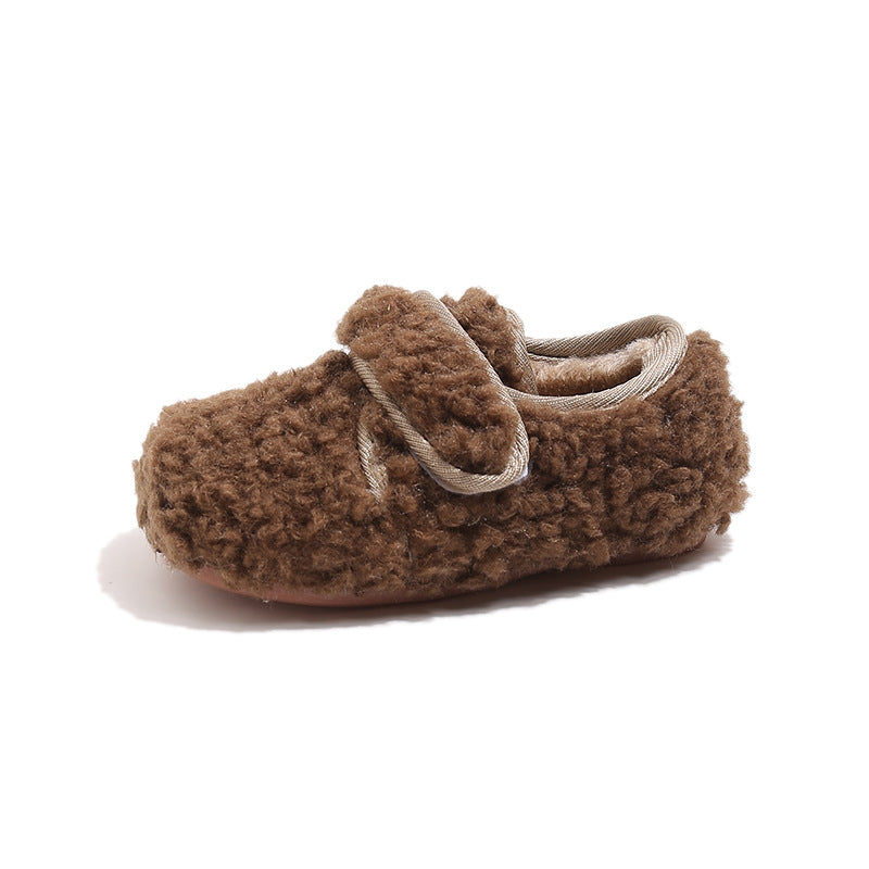 Children's plush shoes, autumn and winter 2025 new Korean version of girls' warm cotton shoes, boys' soft-soled Doudou shoes