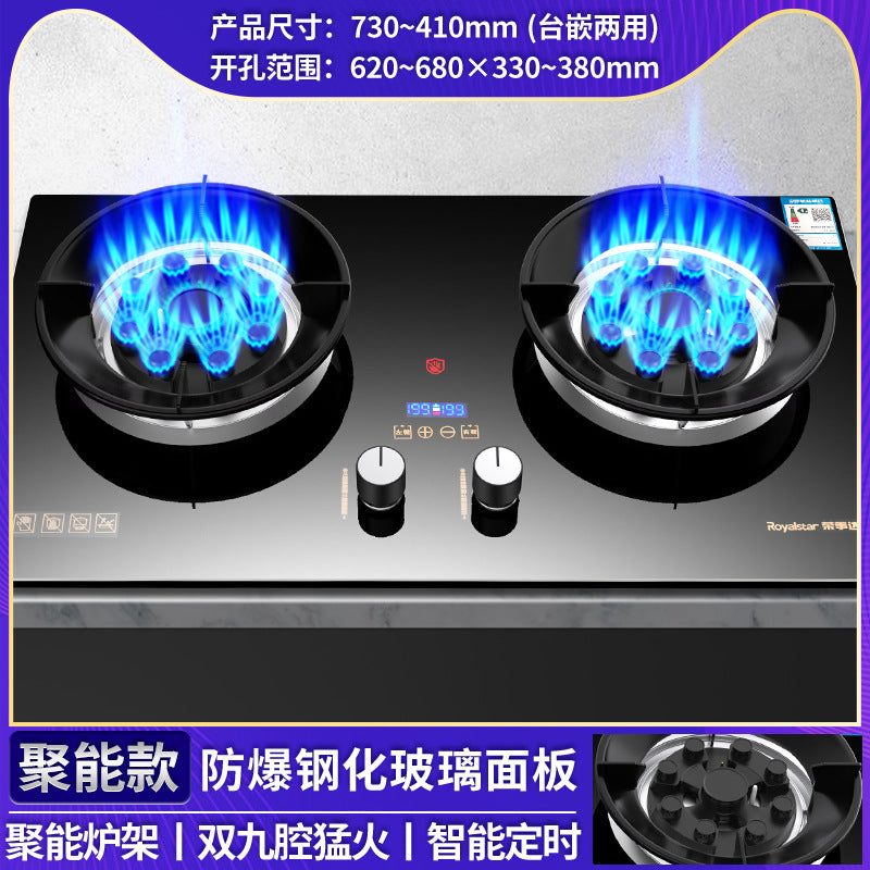 Wholesale royalstar gas stove double stove for home natural gas gas stove embedded liquefied gas energy saving fierce fire
