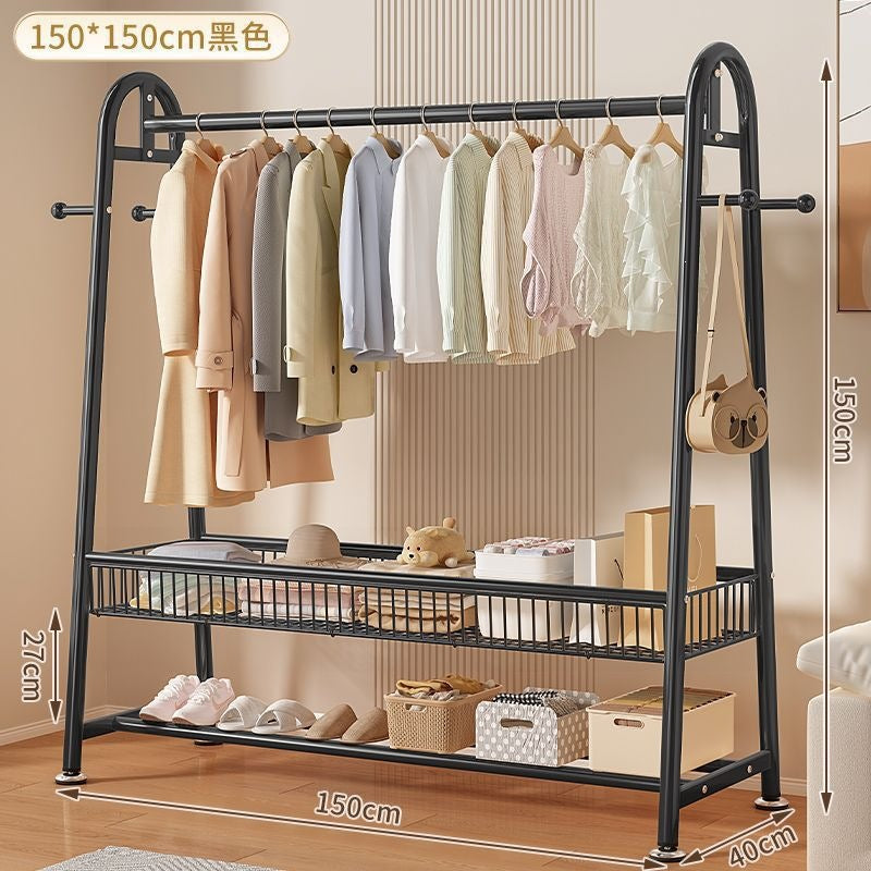 New arrival big mac extra thick floor-standing bedroom clothes hanger for home indoor clothes drying storage coat rack combination