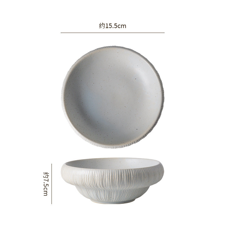 Retro kiln personalized ceramic for home dessert bowl noodle bowl restaurant hotel good-looking cooking bowl stripes ceramic bowl