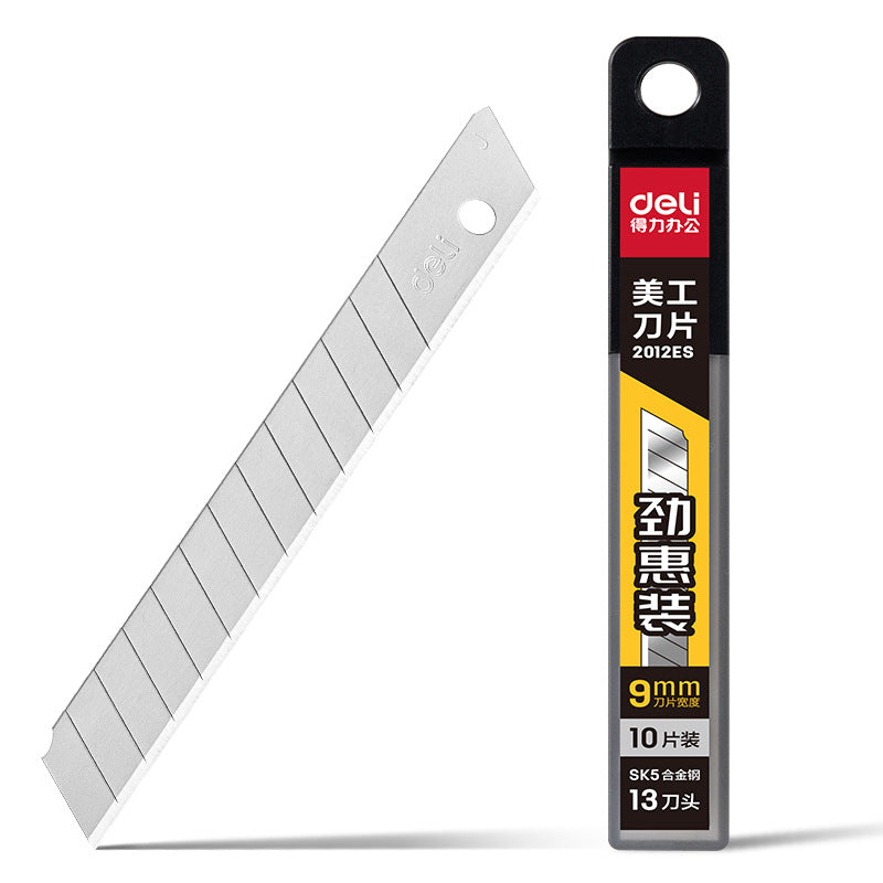 Deli 2012ES art blade 9mm60 ° SK5 alloy steel 13 cutter head blade in a box of 10 pieces