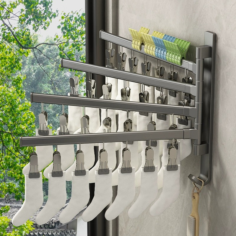 Activity folding clothes hanger with multiple clips for home wall hanging socks drying clothes hanger balcony intimates underwear socks clip