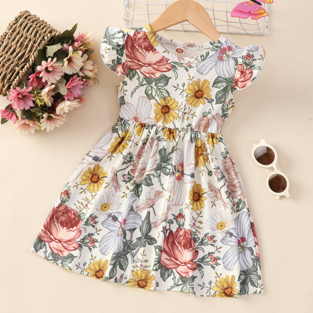 New arrival small and medium children flying sleeve dresskidsdressgirl princess dress