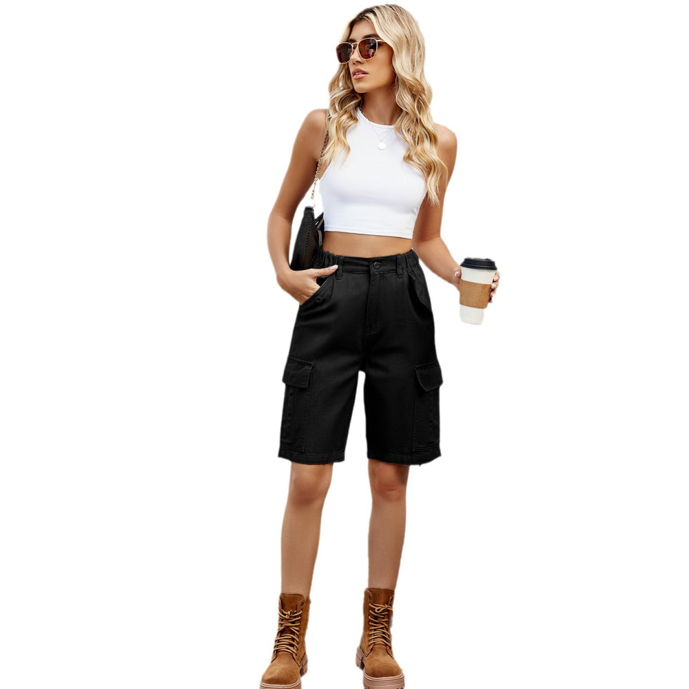 Wishfashion cross-border women's clothing  independent station new arrivalstylish washed workwear half length pants casualshorts trendy