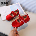 Vancahao girls' shoes:  autumn new collection - velvet bow princess shoes, kids' grandmother shoes, single shoes