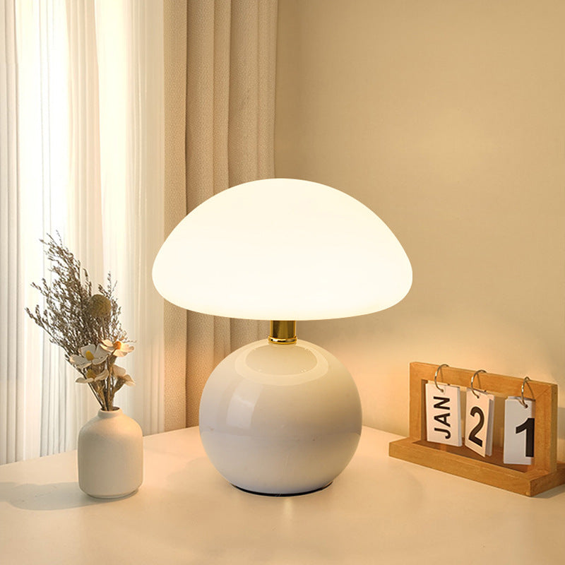 Mushroom night light - creamy ceramic, warm ambiance, always-on, eye-care led, bedroom decor, bedside lamp
