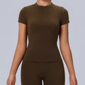 new arrival round neck fitness wear short-sleeved women's quick-drying breathable tight-fitting sportswear outdoor running yoga wear tops