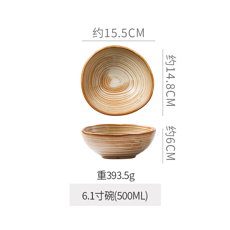 Retro stoneware ceramic tableware restaurant hotel stylish thread western food steak plate for home high-looking deep plate soup plate