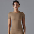 European and american nude feel yoga top quick-dry short sleeve t-shirt sports cover-up outdoor running training fitness short sleeve women's top